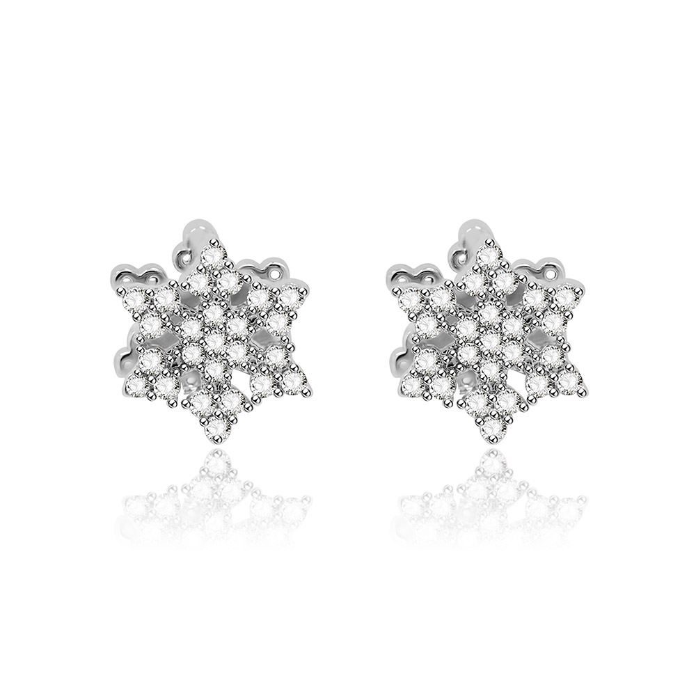 Snowflake CZ Huggie Earrings
